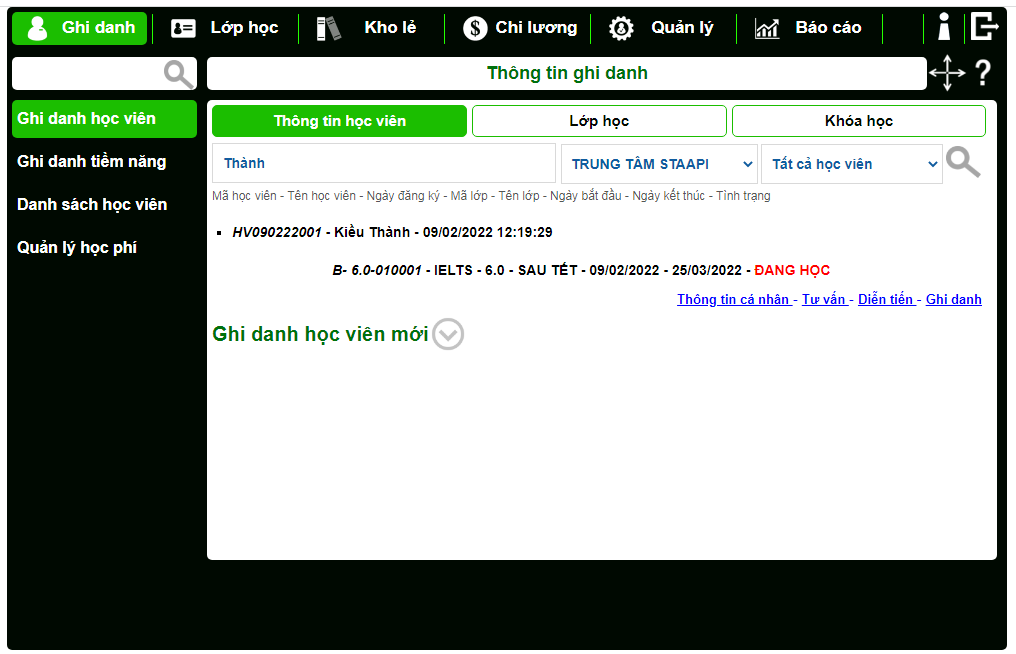 phần mềm quản lý trung tâm Tiếng anh Online - Ngoại ngữ chuyên nghiệp online